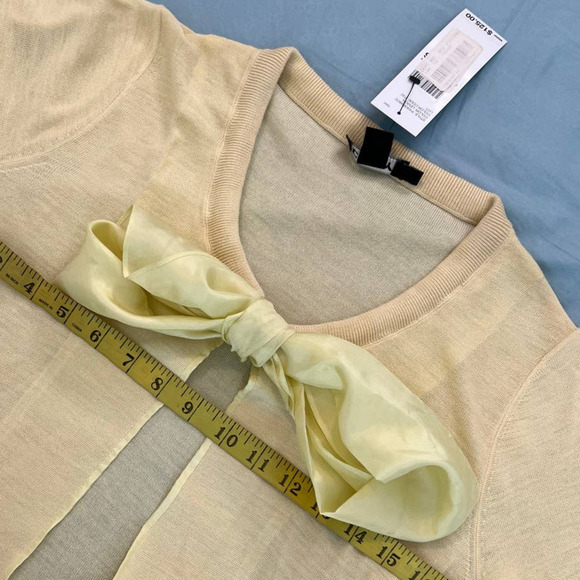 DKNY Lemon Silk with front bow tie 3/4 Sleeves - S NEW - Picture 6 of 12